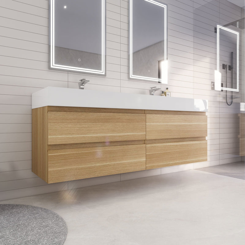 Monterey 72" Wall Mounted Vanity with Reinforced Acrylic Sinks (image 3)