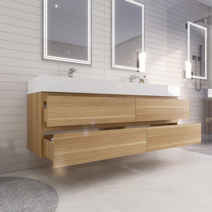 Monterey 72" Wall Mounted Vanity with Reinforced Acrylic Sinks