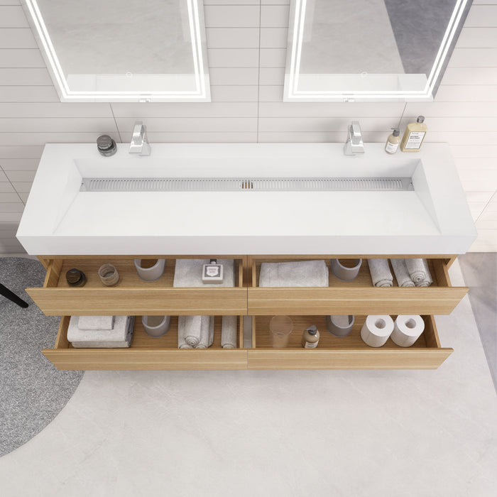 Monterey 72" Wall Mounted Vanity with Reinforced Acrylic Sinks