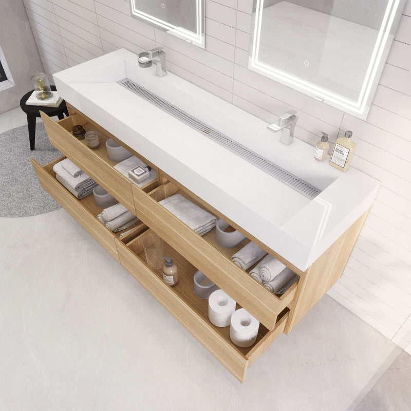 Monterey 72" Wall Mounted Vanity with Reinforced Acrylic Sinks (image 6)