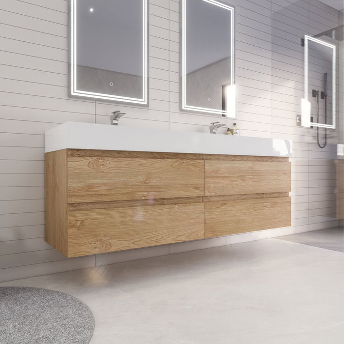 Monterey 72" Wall Mounted Vanity with Reinforced Acrylic Sinks