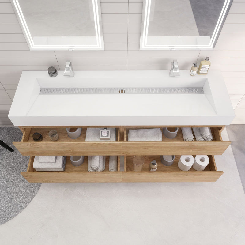 Monterey 72" Wall Mounted Vanity with Reinforced Acrylic Sinks