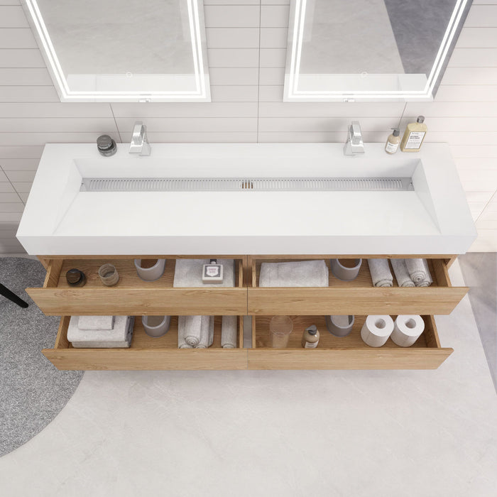 Monterey 72" Wall Mounted Vanity with Reinforced Acrylic Sinks