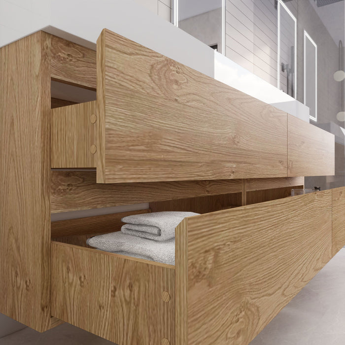 Monterey 72" Wall Mounted Vanity with Reinforced Acrylic Sinks