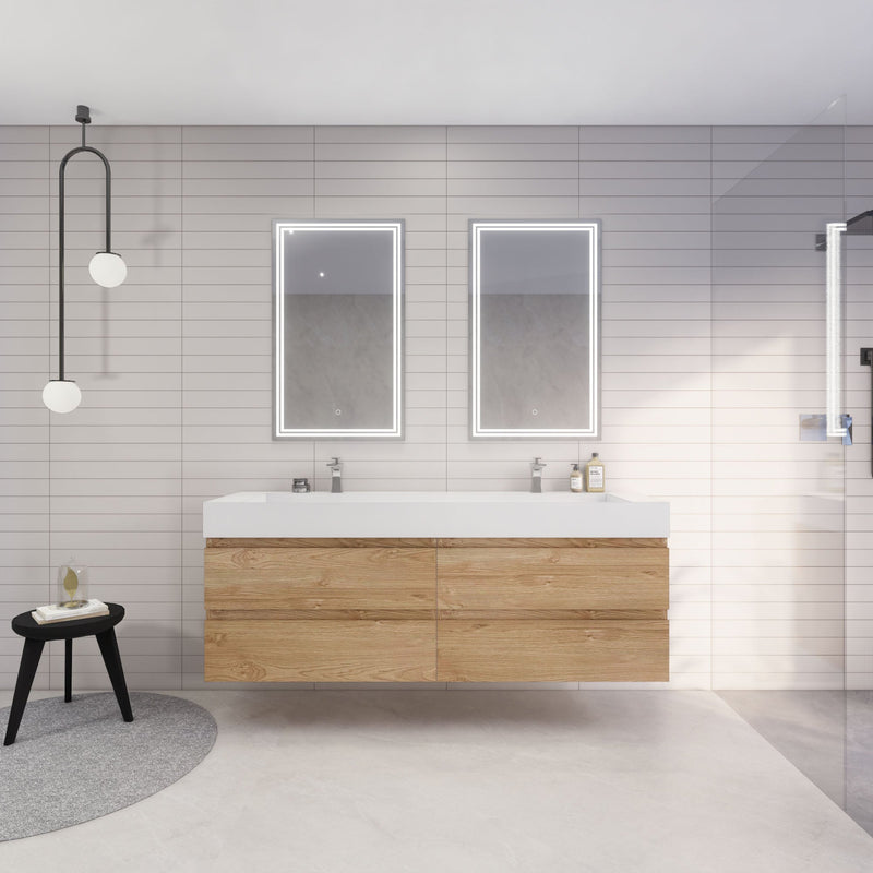 Monterey 72" Wall Mounted Vanity with Reinforced Acrylic Sinks