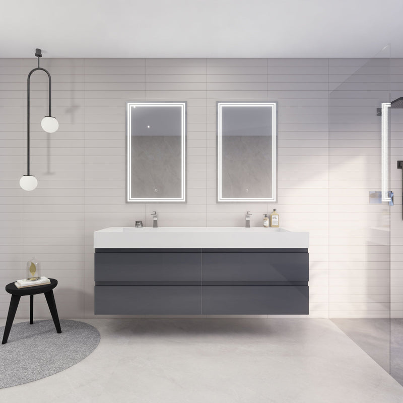 Monterey 72" Wall Mounted Vanity with Reinforced Acrylic Sinks