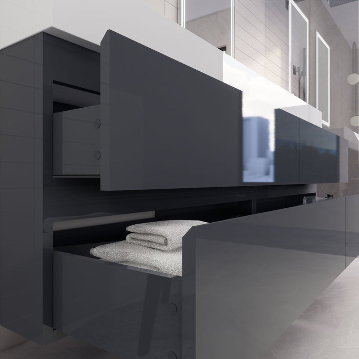 Monterey 72" Wall Mounted Vanity with Reinforced Acrylic Sinks