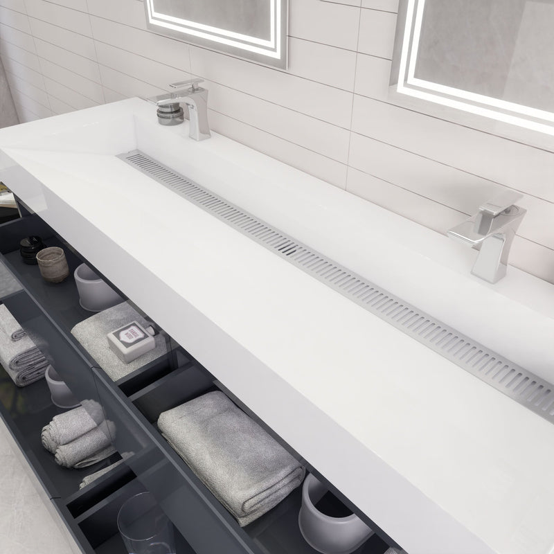 Monterey 72" Wall Mounted Vanity with Reinforced Acrylic Sinks