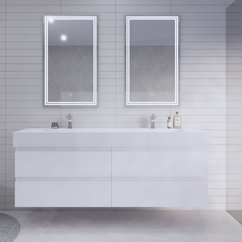 Monterey 72" Wall Mounted Vanity with Reinforced Acrylic Sinks