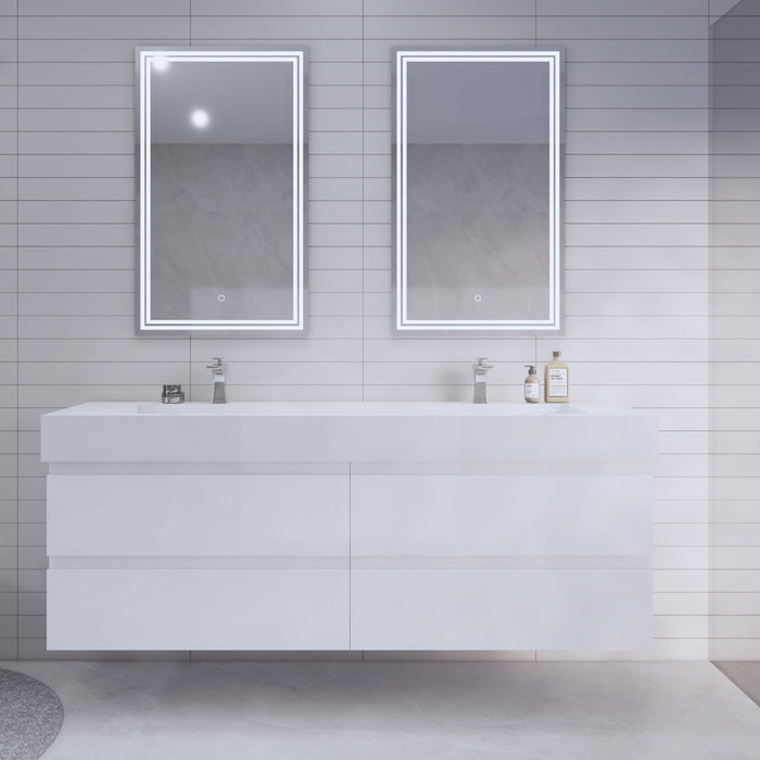 Monterey 72" Wall Mounted Vanity with Reinforced Acrylic Sinks