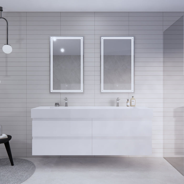 Monterey 72" Wall Mounted Vanity with Reinforced Acrylic Sinks