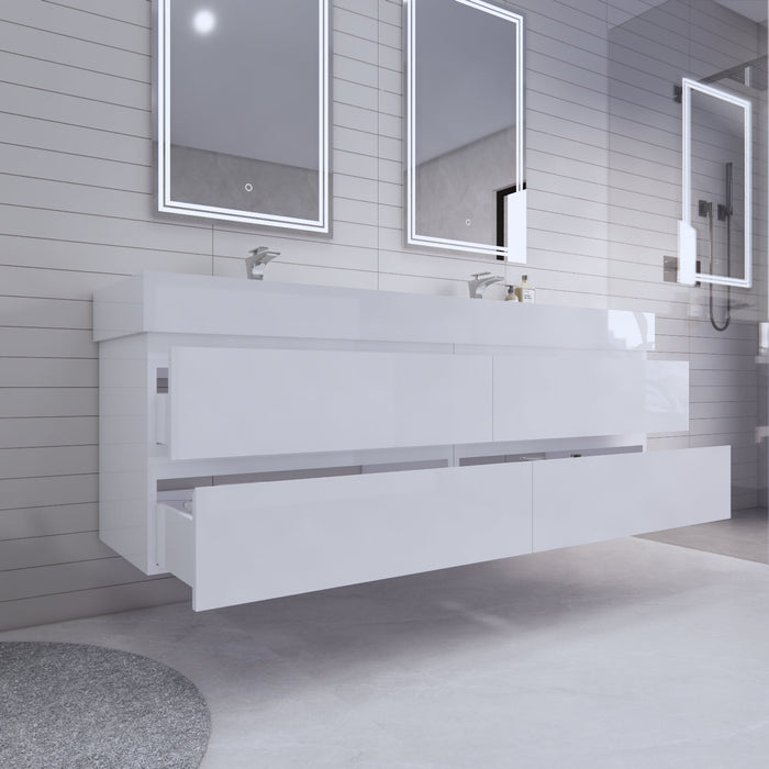 Monterey 72" Wall Mounted Vanity with Reinforced Acrylic Sinks