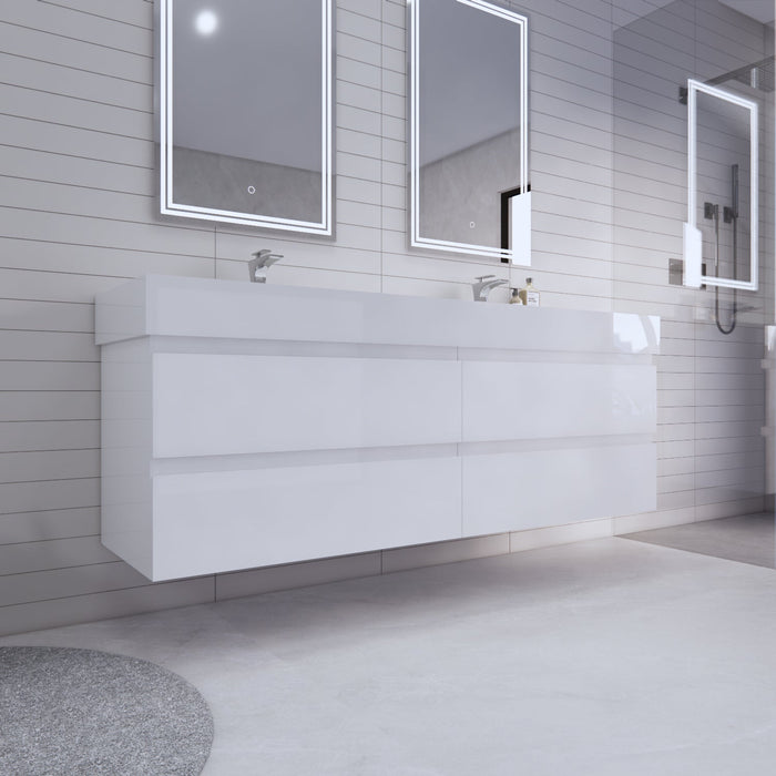 Monterey 72" Wall Mounted Vanity with Reinforced Acrylic Sinks