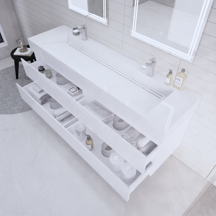 Monterey 72" Wall Mounted Vanity with Reinforced Acrylic Sinks