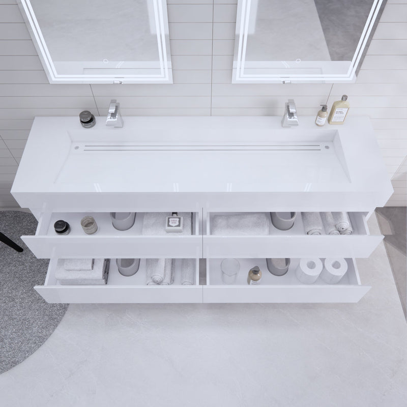 Monterey 72" Wall Mounted Vanity with Reinforced Acrylic Sinks