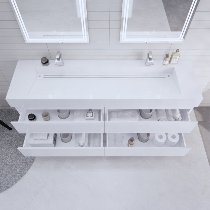 Monterey 72" Wall Mounted Vanity with Reinforced Acrylic Sinks