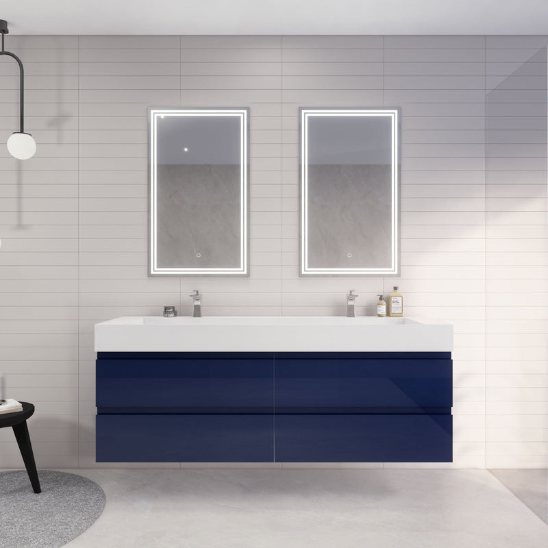 Monterey 72" Wall Mounted Vanity with Reinforced Acrylic Sinks