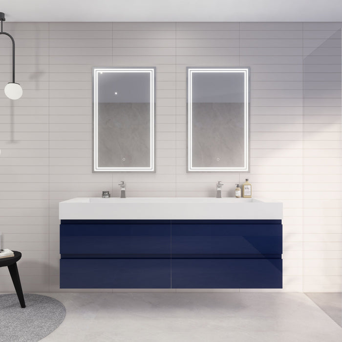 Monterey 72" Wall Mounted Vanity with Reinforced Acrylic Sinks