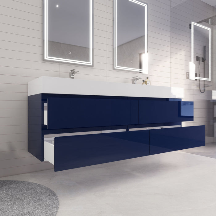 Monterey 72" Wall Mounted Vanity with Reinforced Acrylic Sinks