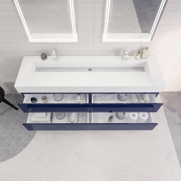 Monterey 72" Wall Mounted Vanity with Reinforced Acrylic Sinks