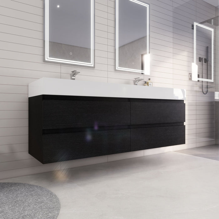 Monterey 72" Wall Mounted Vanity with Reinforced Acrylic Sinks