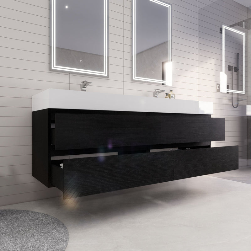 Monterey 72" Wall Mounted Vanity with Reinforced Acrylic Sinks