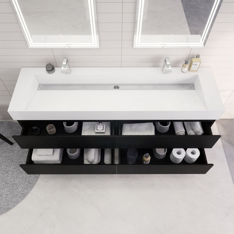 Monterey 72" Wall Mounted Vanity with Reinforced Acrylic Sinks