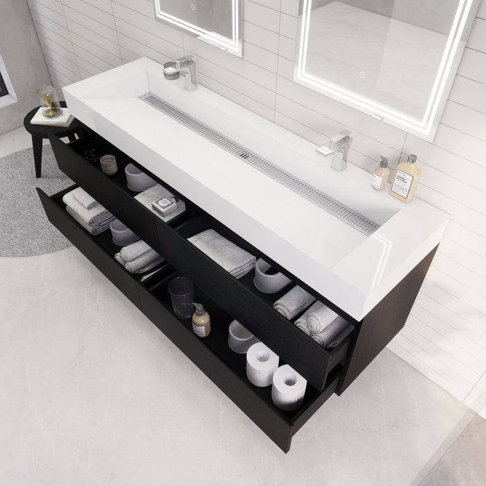 Monterey 72" Wall Mounted Vanity with Reinforced Acrylic Sinks