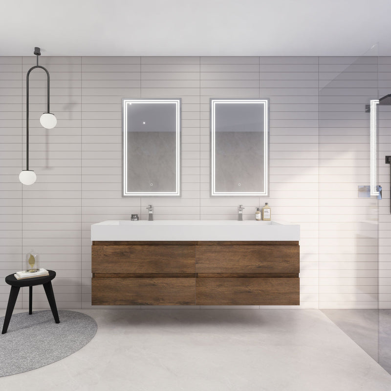 Monterey 72" Wall Mounted Vanity with Reinforced Acrylic Sinks