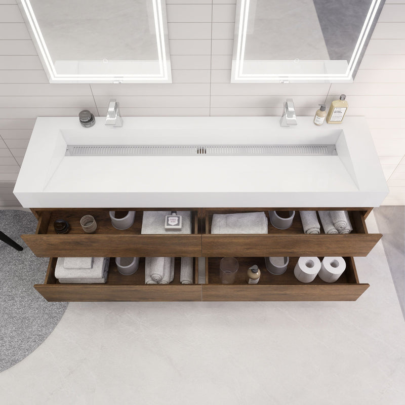 Monterey 72" Wall Mounted Vanity with Reinforced Acrylic Sinks