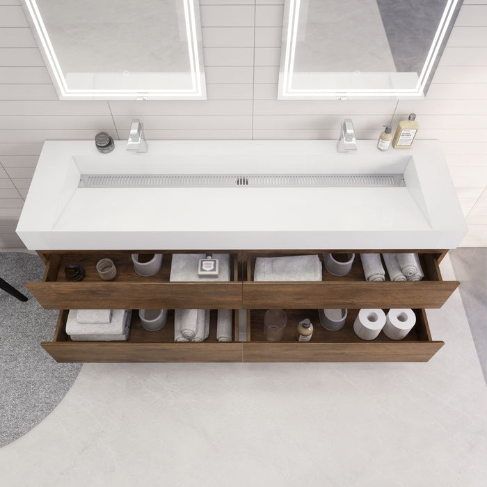 Monterey 72" Wall Mounted Vanity with Reinforced Acrylic Sinks