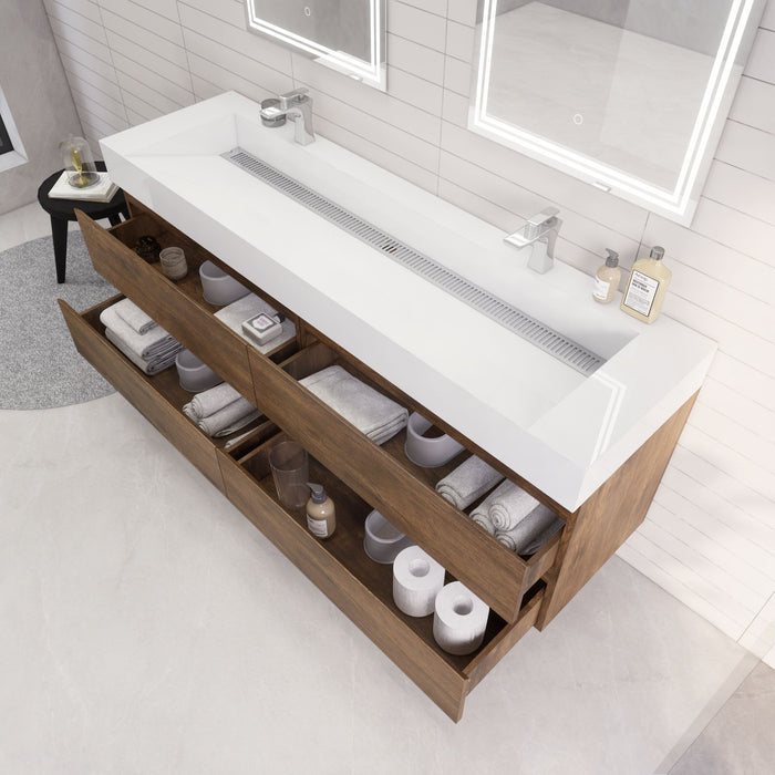 Monterey 72" Wall Mounted Vanity with Reinforced Acrylic Sinks