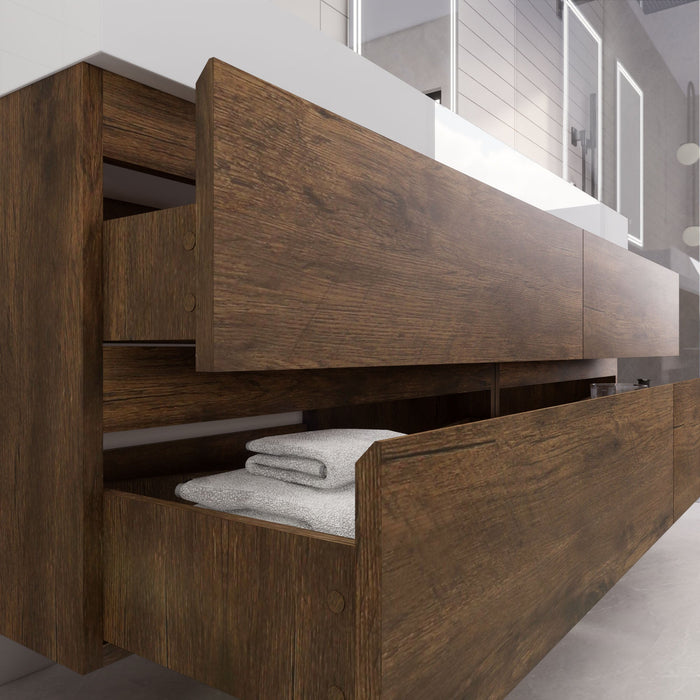 Monterey 72" Wall Mounted Vanity with Reinforced Acrylic Sinks