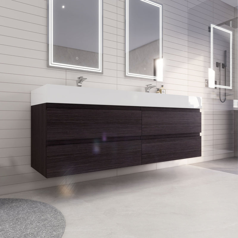 Monterey 72" Wall Mounted Vanity with Reinforced Acrylic Sinks