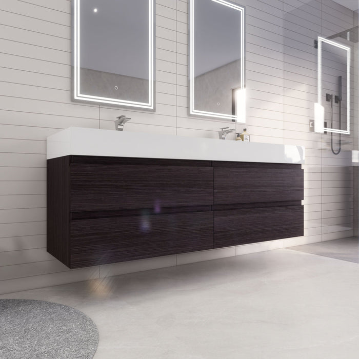 Monterey 72" Wall Mounted Vanity with Reinforced Acrylic Sinks