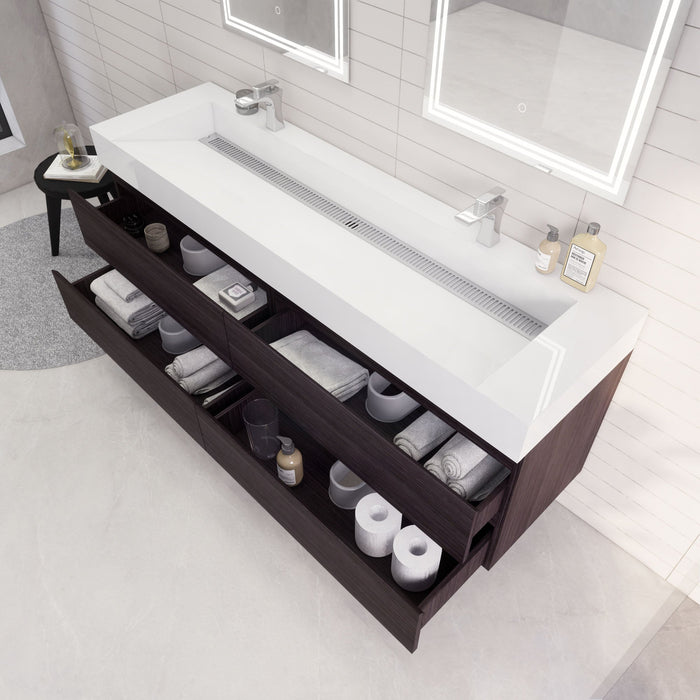 Monterey 72" Wall Mounted Vanity with Reinforced Acrylic Sinks