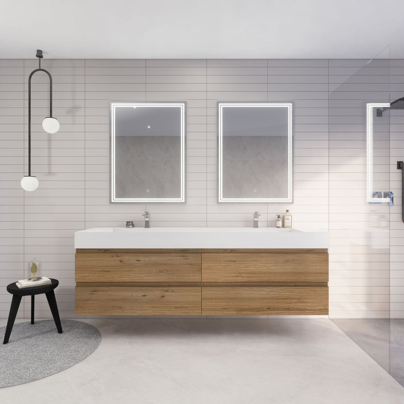 Monterey 84" Wall Mounted Vanity with Reinforced Acrylic Sinks
