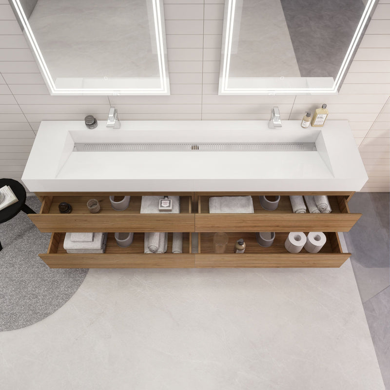 Monterey 84" Wall Mounted Vanity with Reinforced Acrylic Sinks