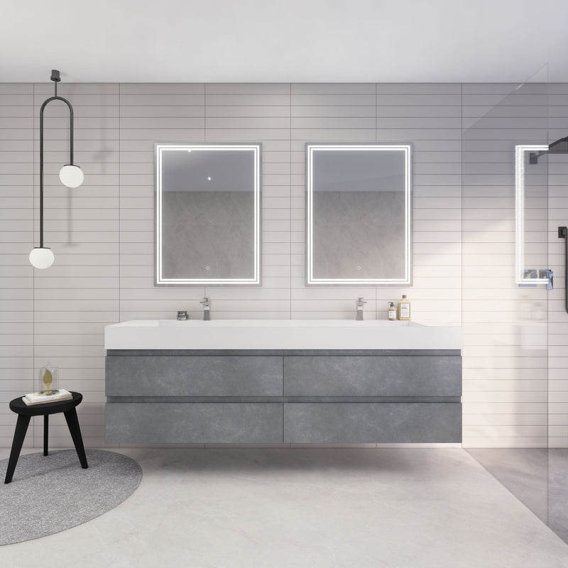 Monterey 84" Wall Mounted Vanity with Reinforced Acrylic Sinks