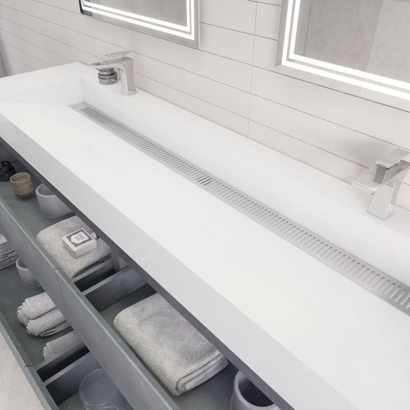 Monterey 84" Wall Mounted Vanity with Reinforced Acrylic Sinks