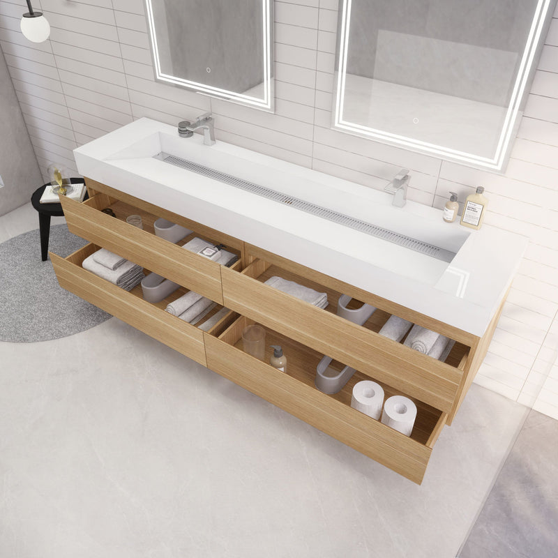 Monterey 84" Wall Mounted Vanity with Reinforced Acrylic Sinks (image 5)