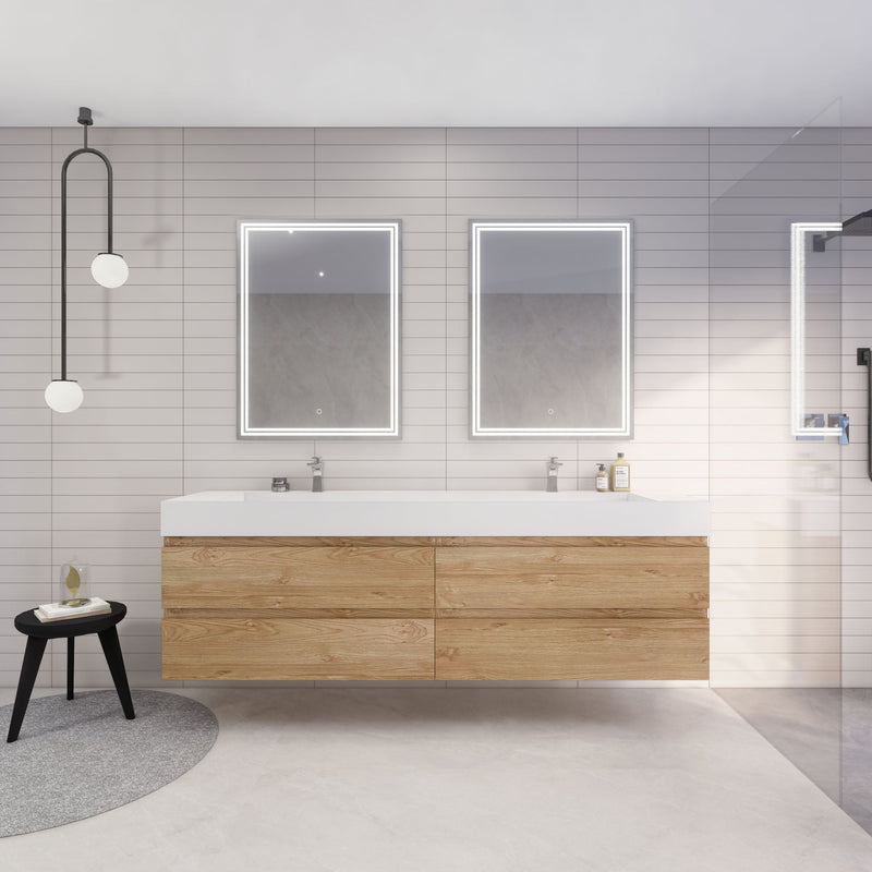 Monterey 84" Wall Mounted Vanity with Reinforced Acrylic Sinks