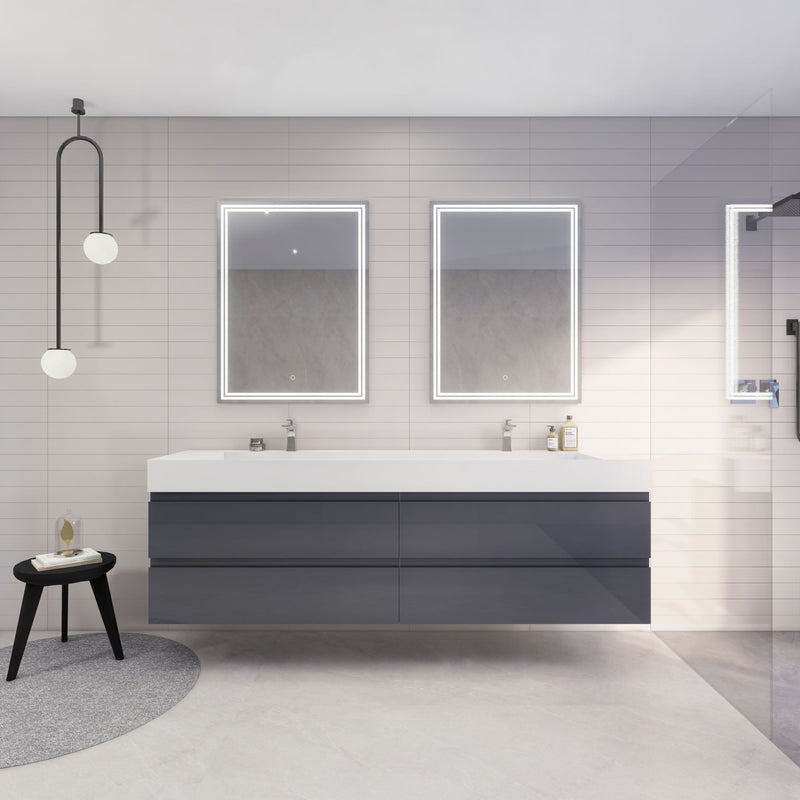 Monterey 84" Wall Mounted Vanity with Reinforced Acrylic Sinks