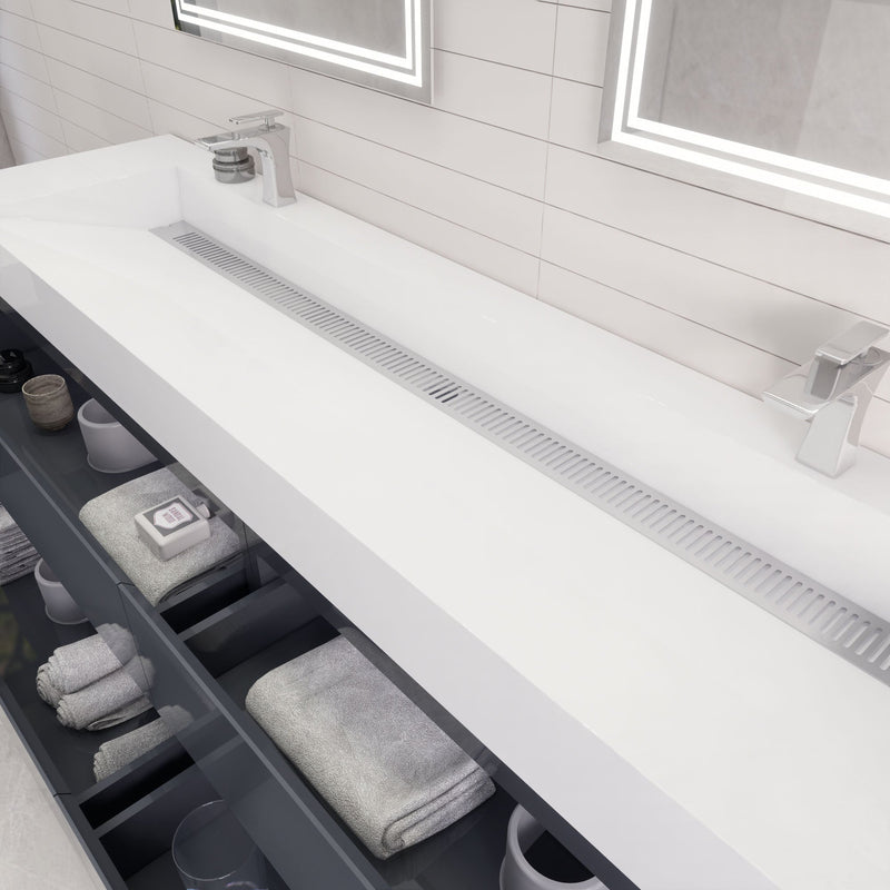 Monterey 84" Wall Mounted Vanity with Reinforced Acrylic Sinks