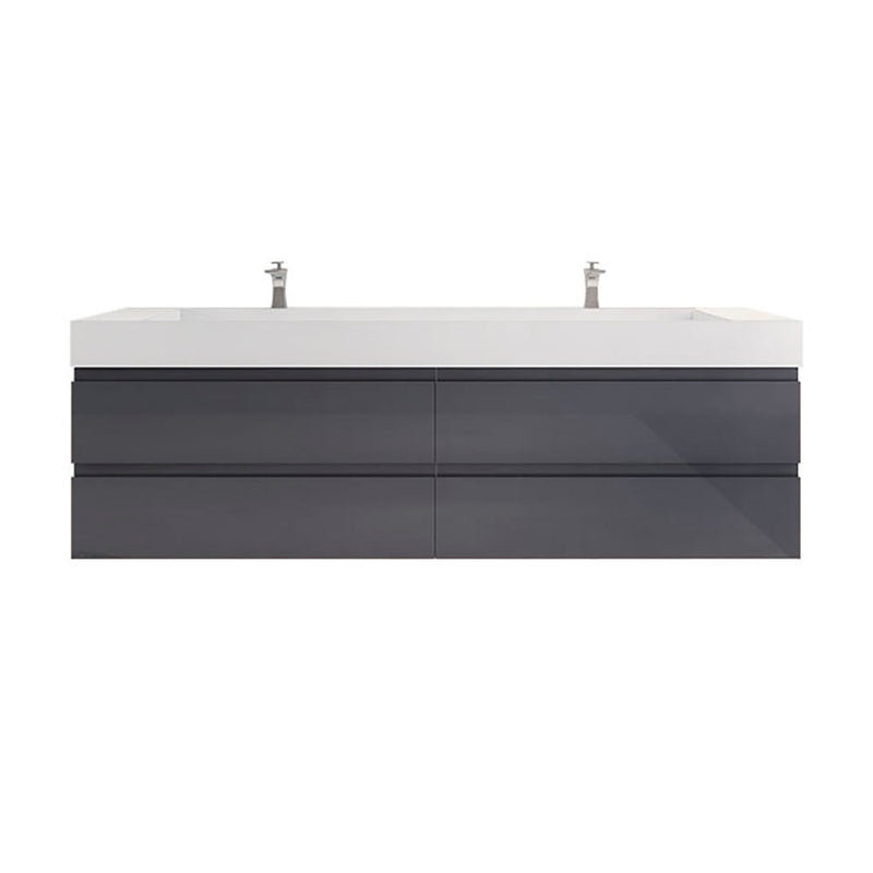 Monterey 84" Wall Mounted Vanity with Reinforced Acrylic Sinks