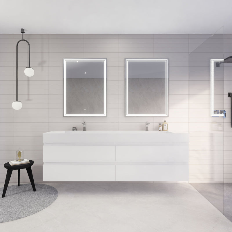 Monterey 84" Wall Mounted Vanity with Reinforced Acrylic Sinks