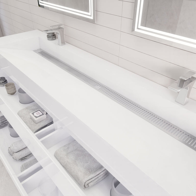 Monterey 84" Wall Mounted Vanity with Reinforced Acrylic Sinks