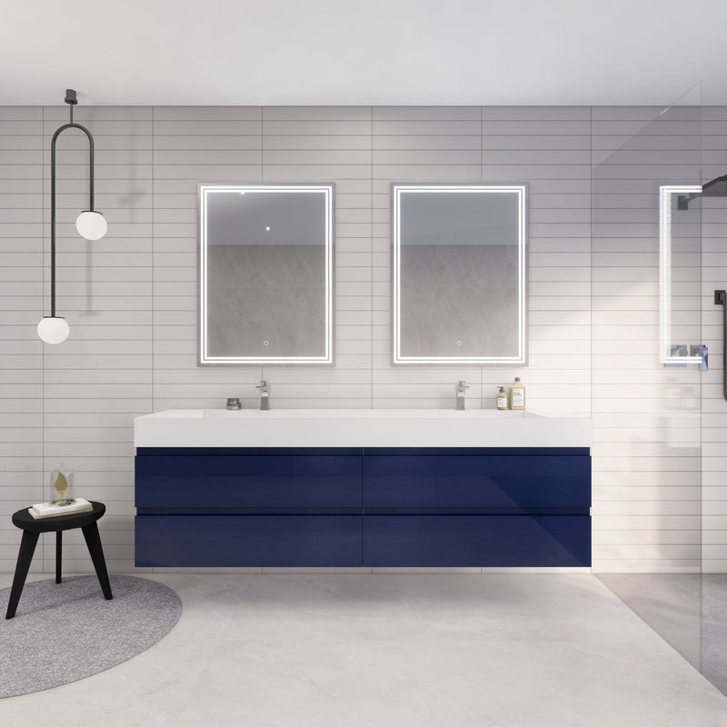 Monterey 84" Wall Mounted Vanity with Reinforced Acrylic Sinks