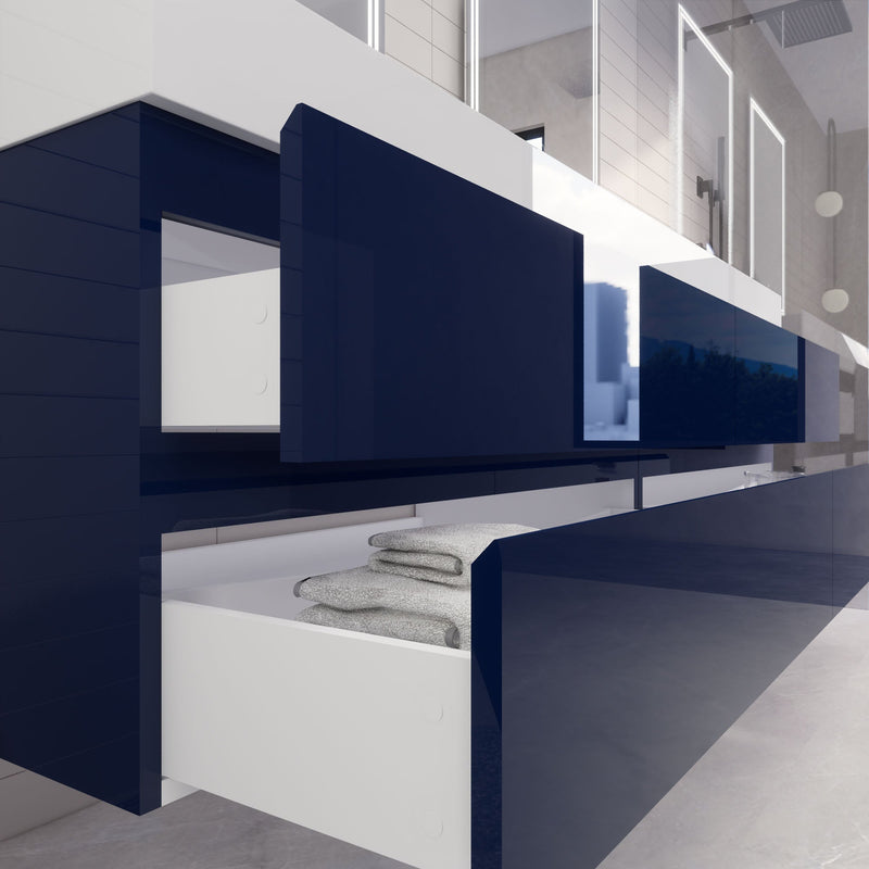 Monterey 84" Wall Mounted Vanity with Reinforced Acrylic Sinks