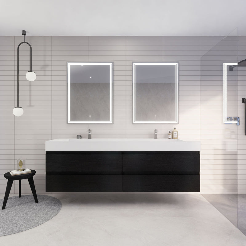 Monterey 84" Wall Mounted Vanity with Reinforced Acrylic Sinks